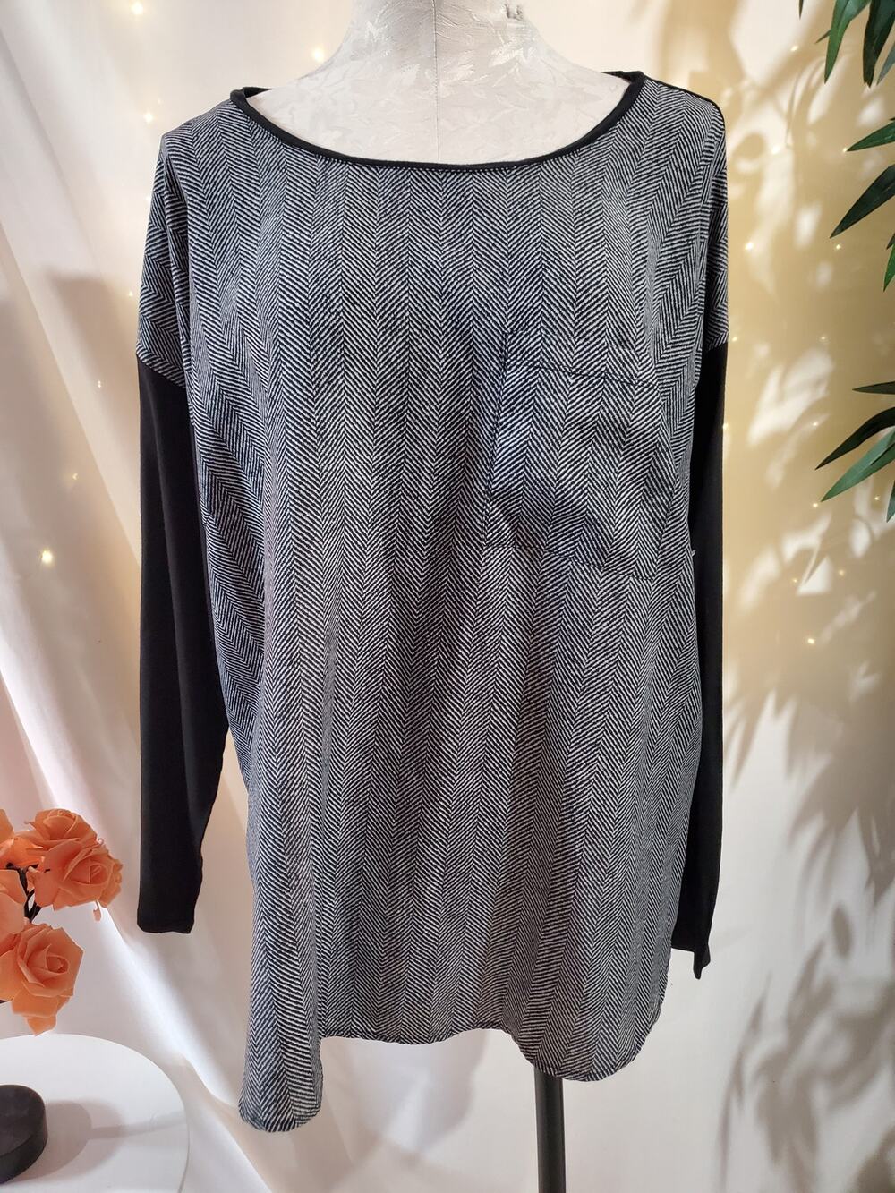 Michael Michael Kors Herringbone Blouse Top Womens Plus Size 2X Flowy Career
